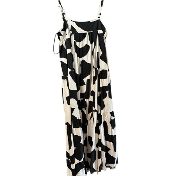 Anthropologie Abel the Label Women's Black White Tiered Jumper Maxi Dress Size M - Picture 2 of 9
